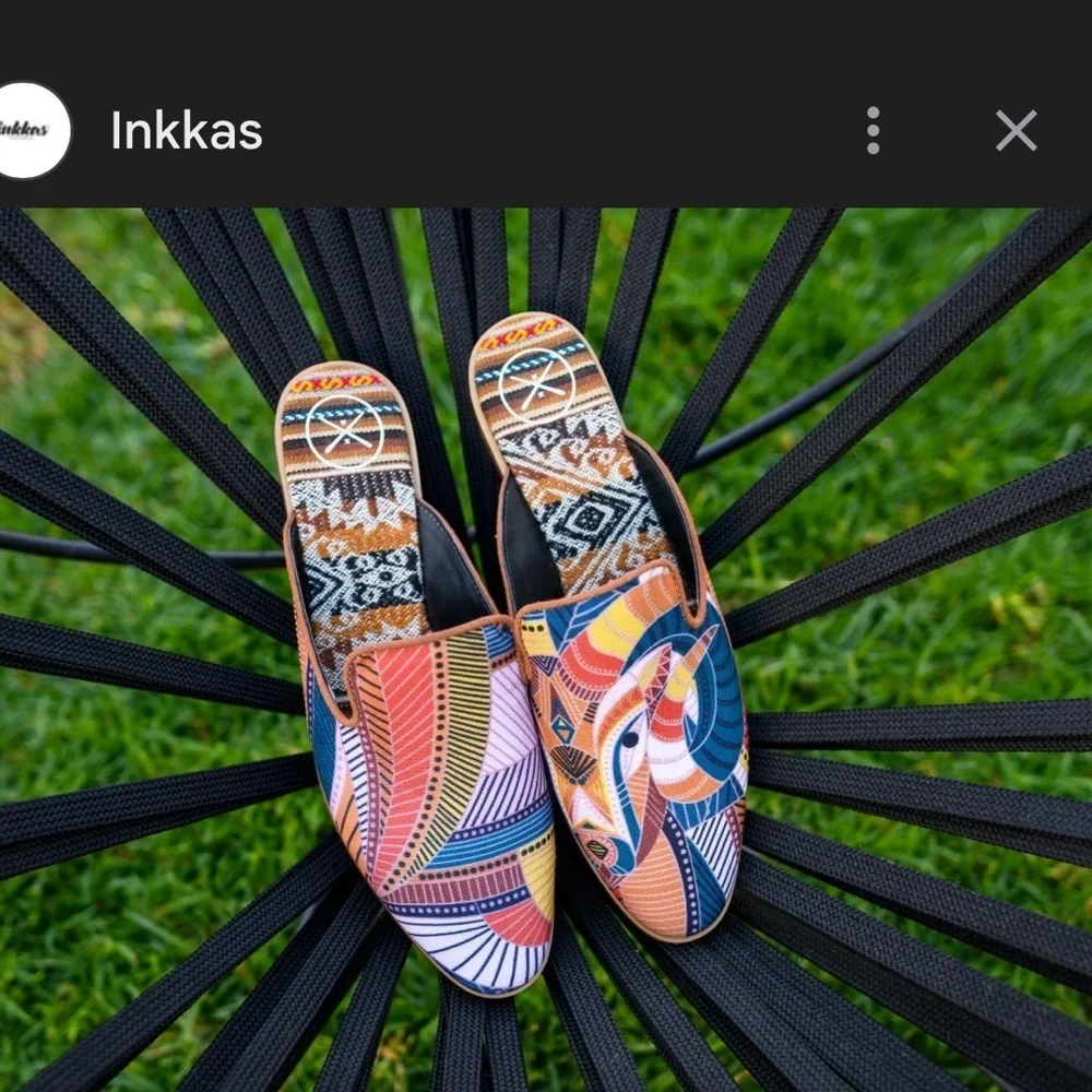 Inkkas Cyprus Bohemian Abstract Art Boho Free Spirit Closed Toe Hippie Slides 7